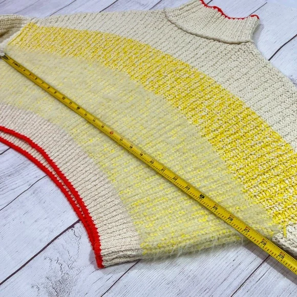 Free People Sunbrite Sweater - Small - women's fuzzy knit yellow cream pullover - Picture 8 of 15